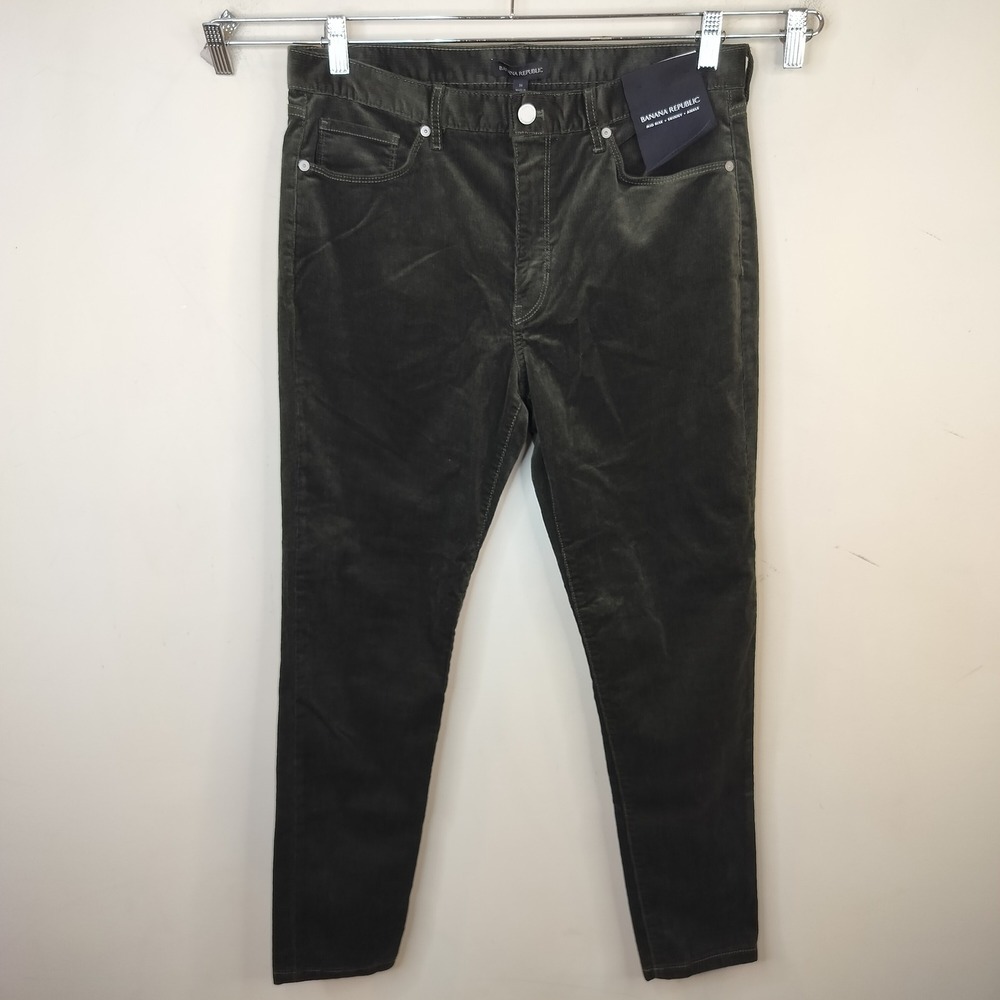 Banana Republic Corduroy Pants Mid Rise Skinny Ankle 31 Dark Green